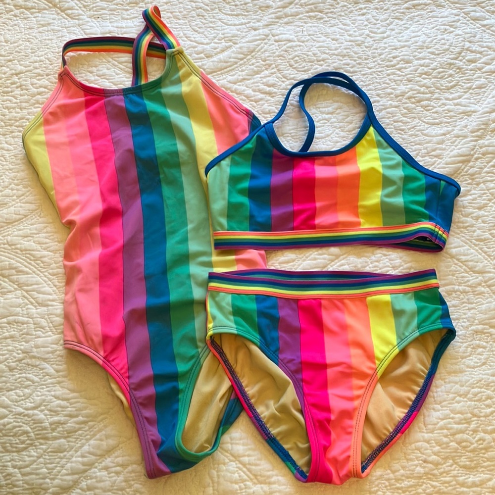 Rainbow Swim Bundle. By Lands End. Girls 10slim.